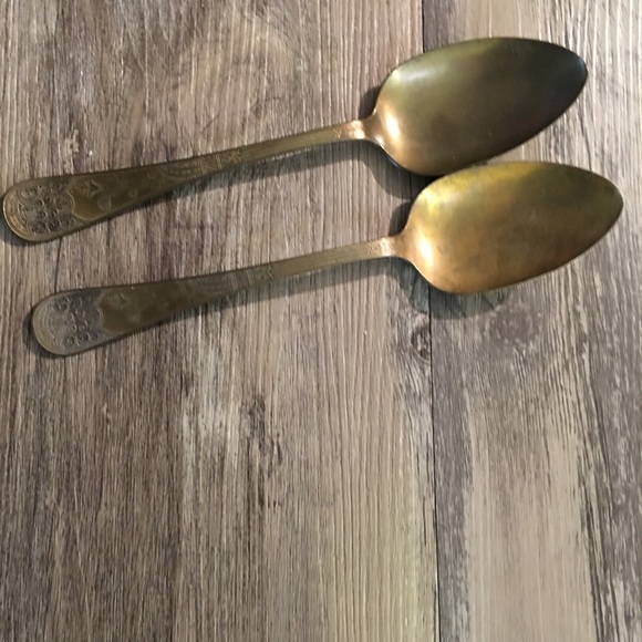 Serving Spoons - Brass Floral Design by Lenox - Picture 1 of 5